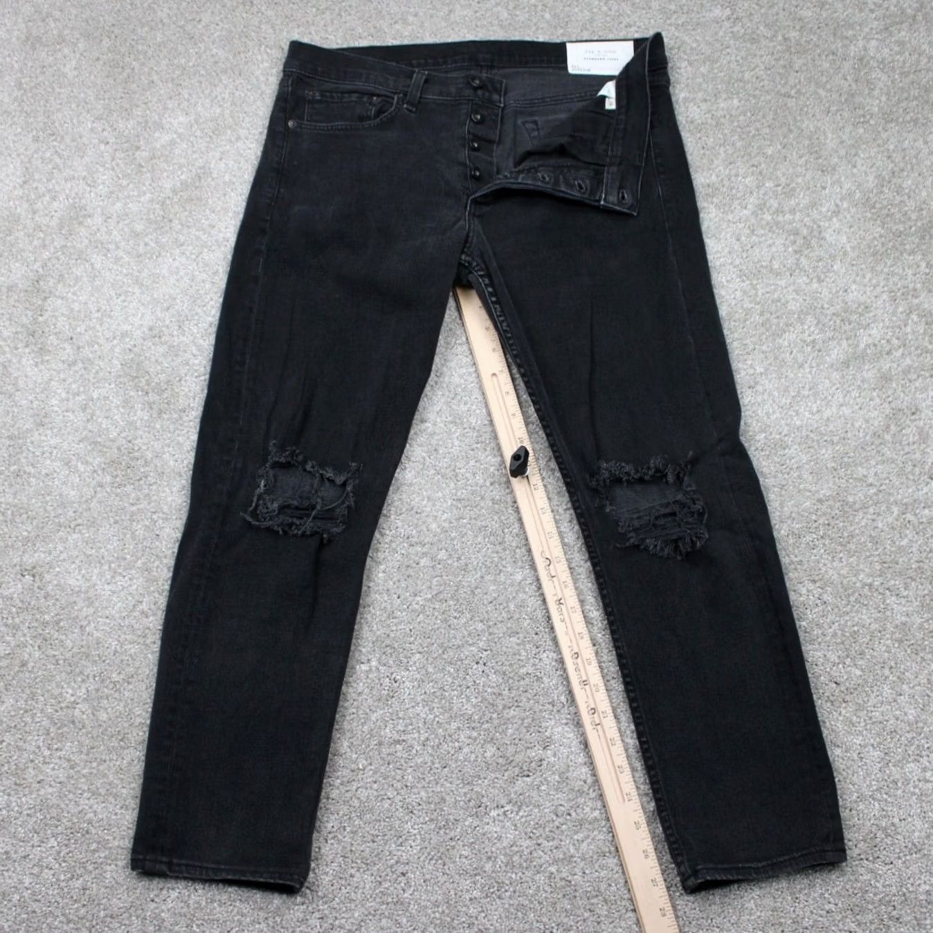 Rag & Bone rag & bone Jeans Men 34x28 Black Extra Slim Distressed Button Fly Size US 34 / EU 50 - 4 Thumbnail