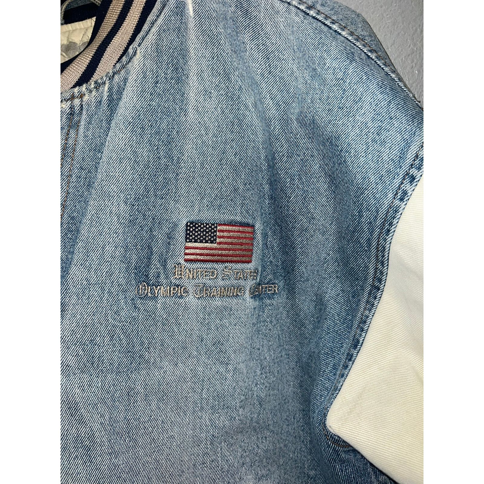 Vintage Vintage United States Olymic Denim Jacket Worn Distressed M Size US M / EU 48-50 / 2 - 3 Thumbnail