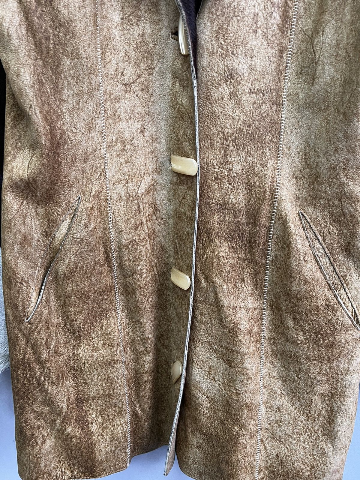 Japanese Brand × Le Grande Bleu (L.G.B.) SALE✅✅LEATHER COAT cow vintage leather made in italy 90's Size S / US 4 / IT 40 - 5 Thumbnail