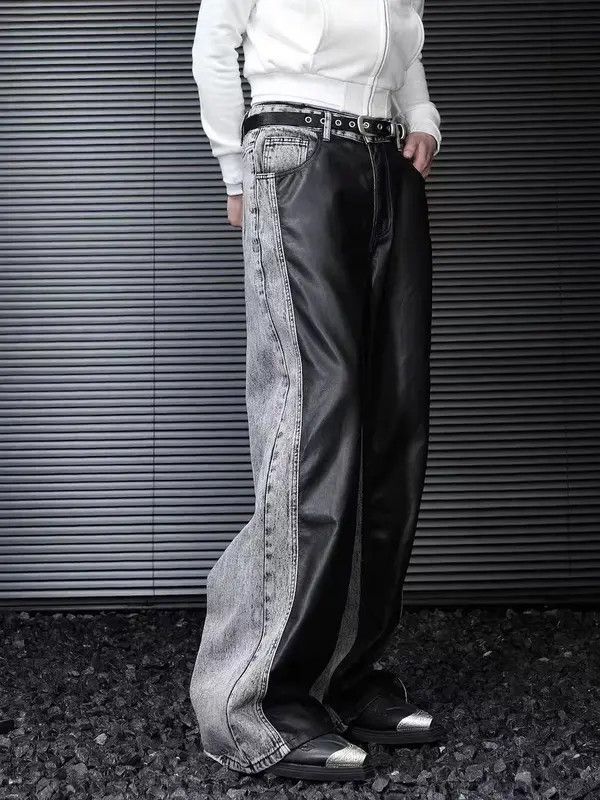 Japanese Brand VIBE vintage contrast patchwork baggy casual pants Size US 34 / EU 50 - 3 Thumbnail