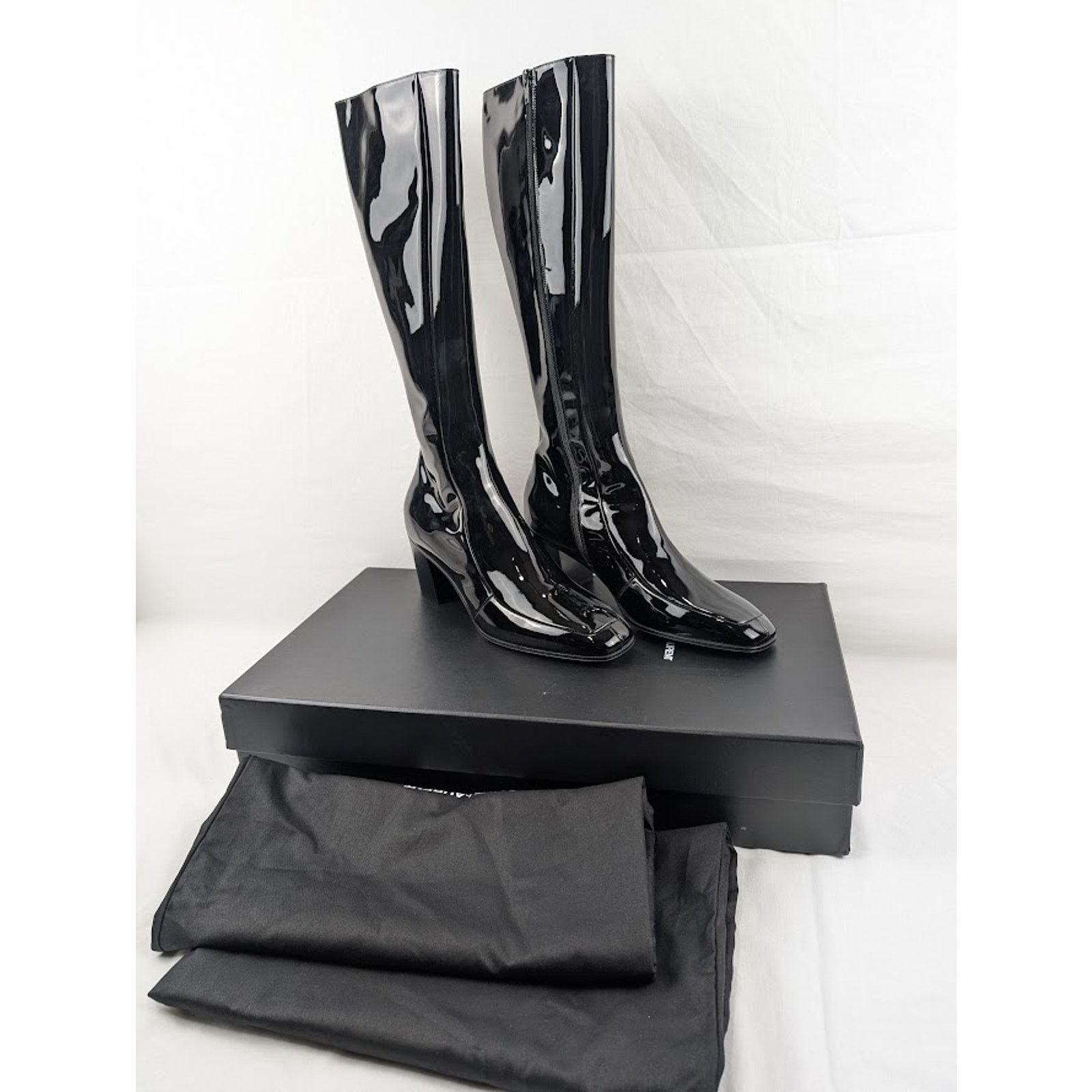 Saint Laurent Paris o1rshd1 Vernice Softy Otto 70 Zipped High Boots in Nero Size US 9.5 / EU 42-43 - 20 Thumbnail