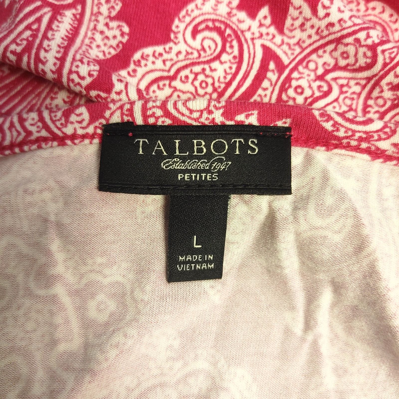 Other Talbots Petites Women's L Hot Pink/White Floral/Paisley Tee Size L / US 10 / IT 46 - 3 Thumbnail
