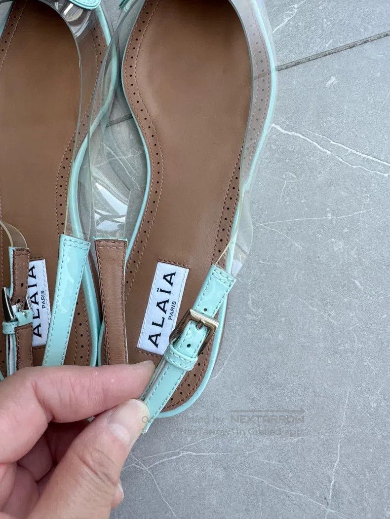 Alaia Alaia Heart-Shaped Flat Shoes, Mint Green, Transparent PVC Size US 6.5 / IT 36.5 - 7 Thumbnail