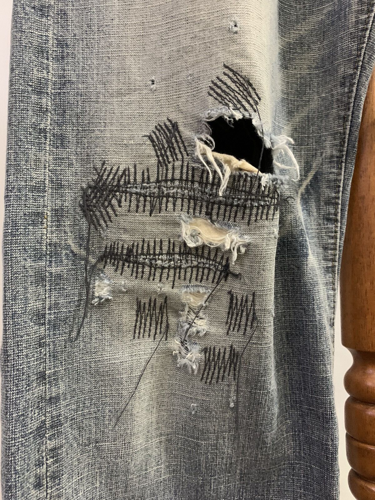 Japanese Brand BARTACK Distressed Denim Size US 34 / EU 50 - 4 Thumbnail