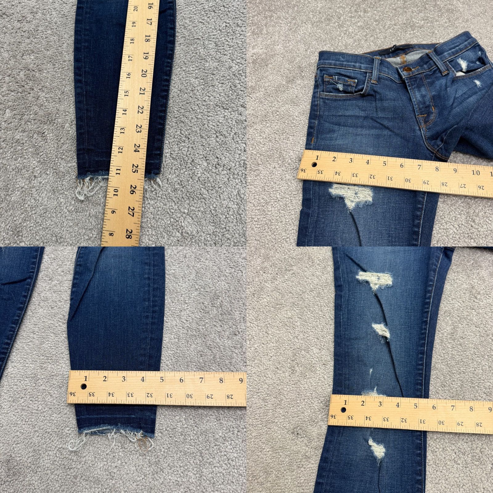 J Brand J Brand Demen Trou Jeans Womens 25 Blue Mid Rise Cropped Distressed Denim Casual Size 42" / US 20 - 9 Thumbnail