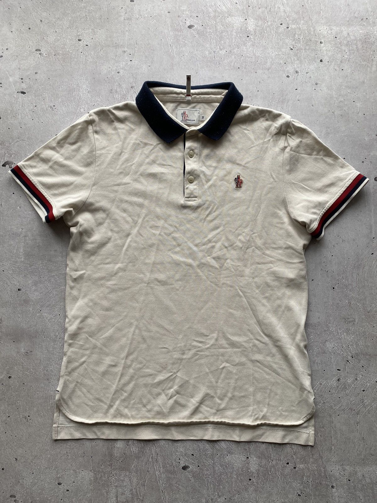 Designer Moncler Grenoble Maglia Polo Navy Beige Short Sleeve Polo Size US M / EU 48-50 / 2 - 2 Thumbnail