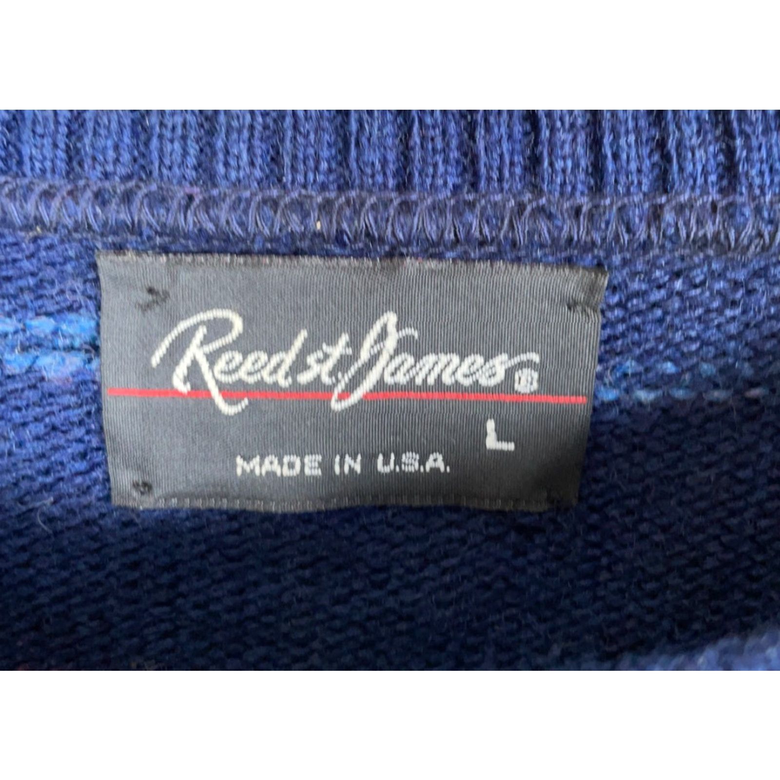 Vintage VINTAGE Reed St. James Sweater Men's M (Large Tag) Blue Light Knit 80s Striped Crew Neck Pullover Casual Warm Size US M / EU 48-50 / 2 - 3 Thumbnail
