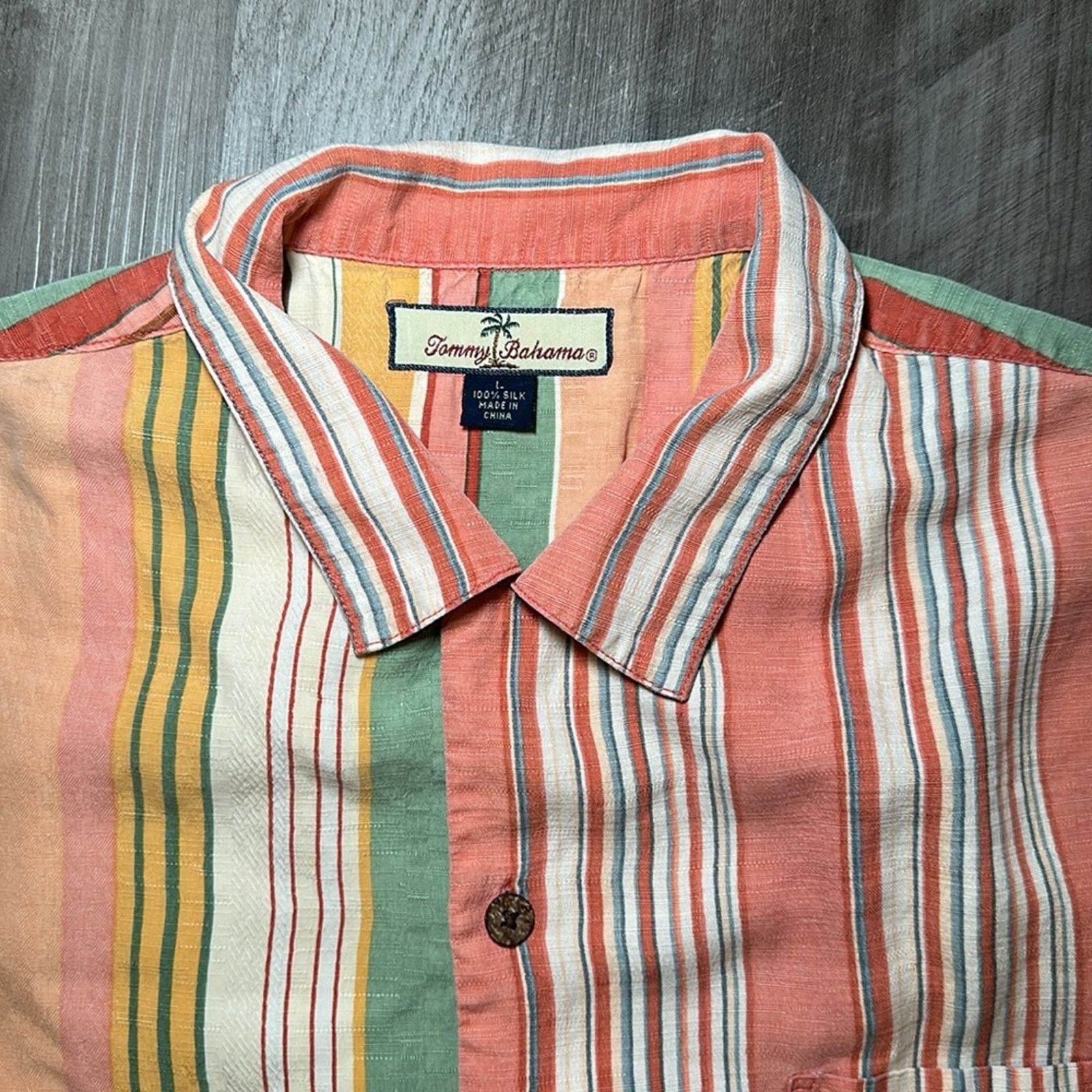 Tommy Bahama Tommy Bahama Silk Striped Short Sleeve Button Down - Large Size US L / EU 52-54 / 3 - 5 Thumbnail