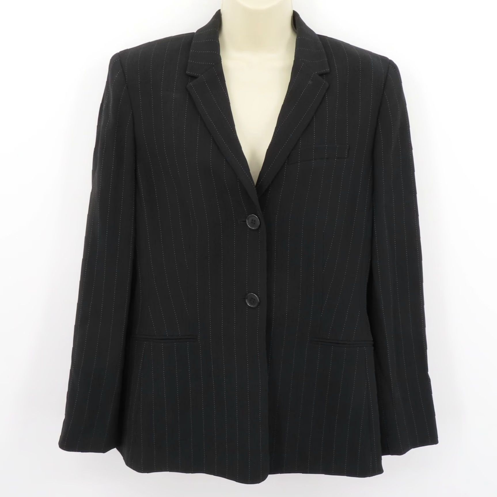 Ann Taylor Ann Taylor Women 10 Blazer Jacket Pinstripe Black White 2 Button Suit Jacket Blazer Womens Modern Style Classic Business Suit Jacket Size L / US 10 / IT 46 - 6 Thumbnail
