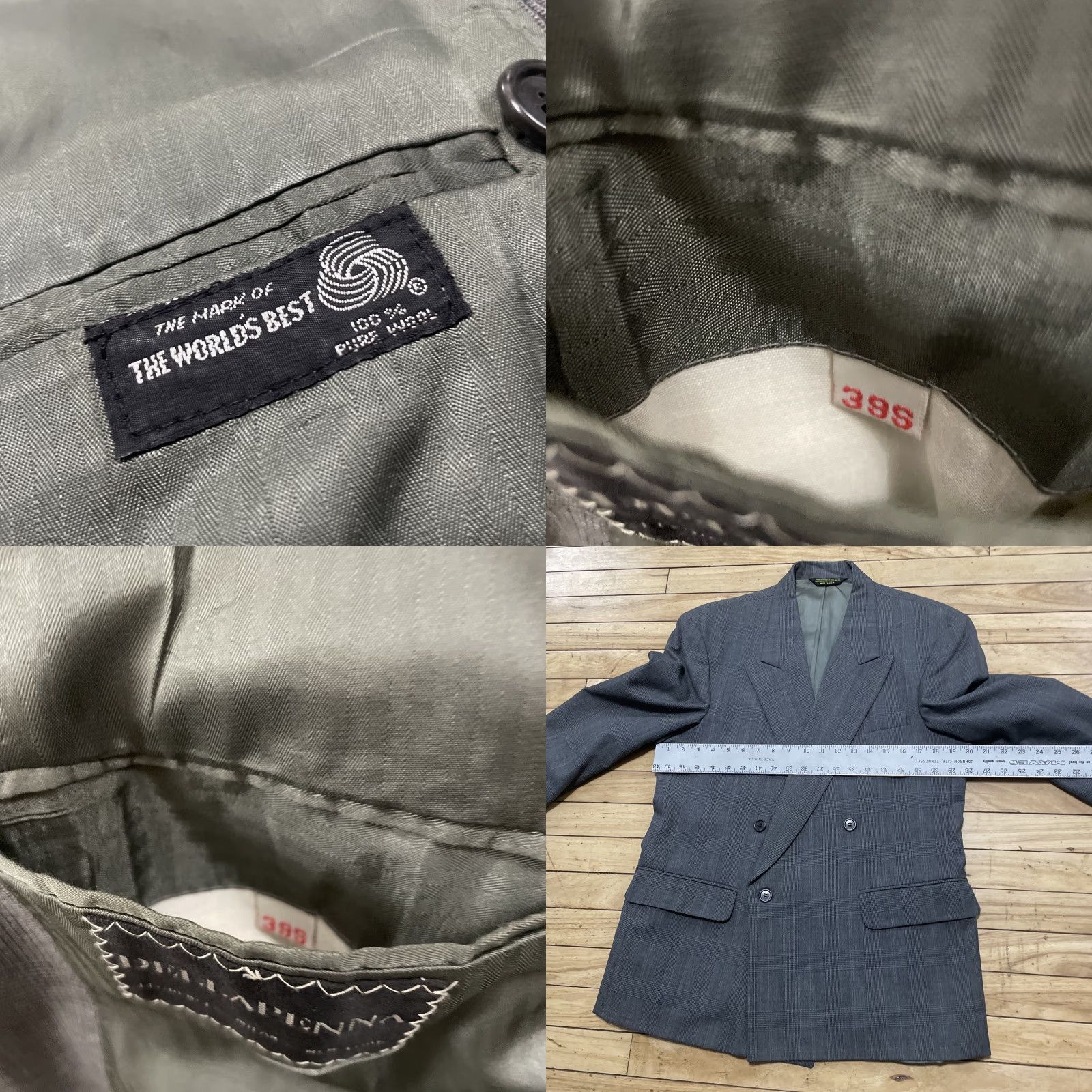 Doublet VINTAGE Dellapenna 39S Gray Plaid Double-Breasted Suit Jacket Men 90s Made USA Size 40R - 8 Thumbnail