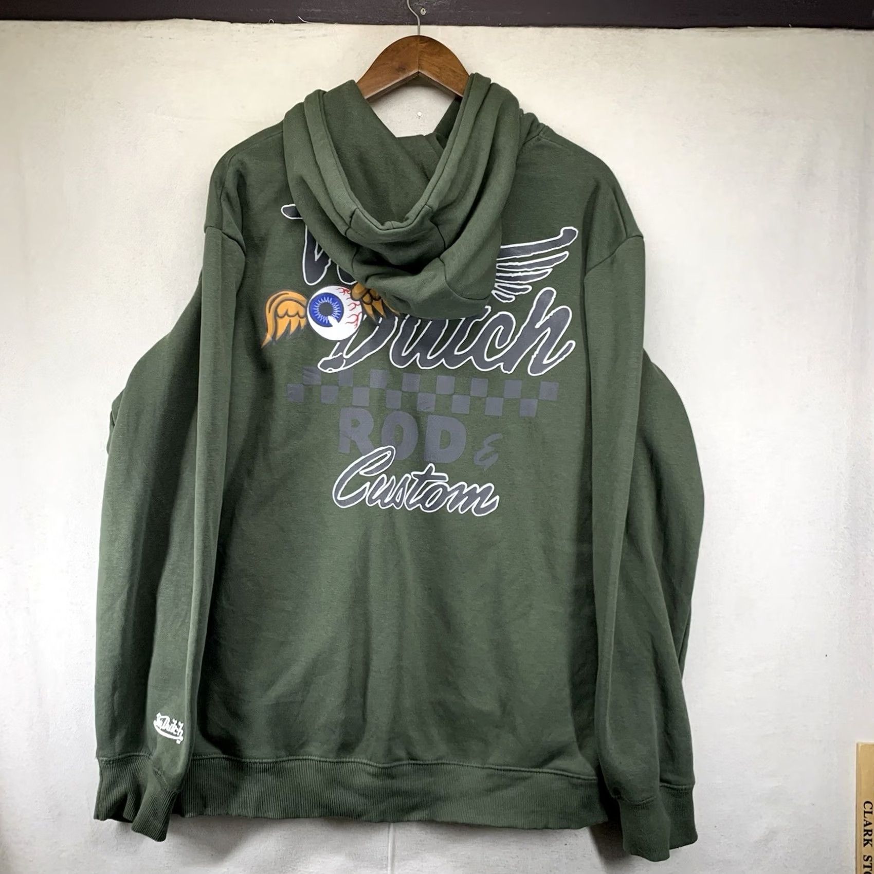 Von Dutch VON DUTCH Hoodies Pullover Green Graphic Print Oversized Long Sleeve Logo Pocket Eyeball Winged 90s Designer Retro Size US M / EU 48-50 / 2 - 2 Thumbnail