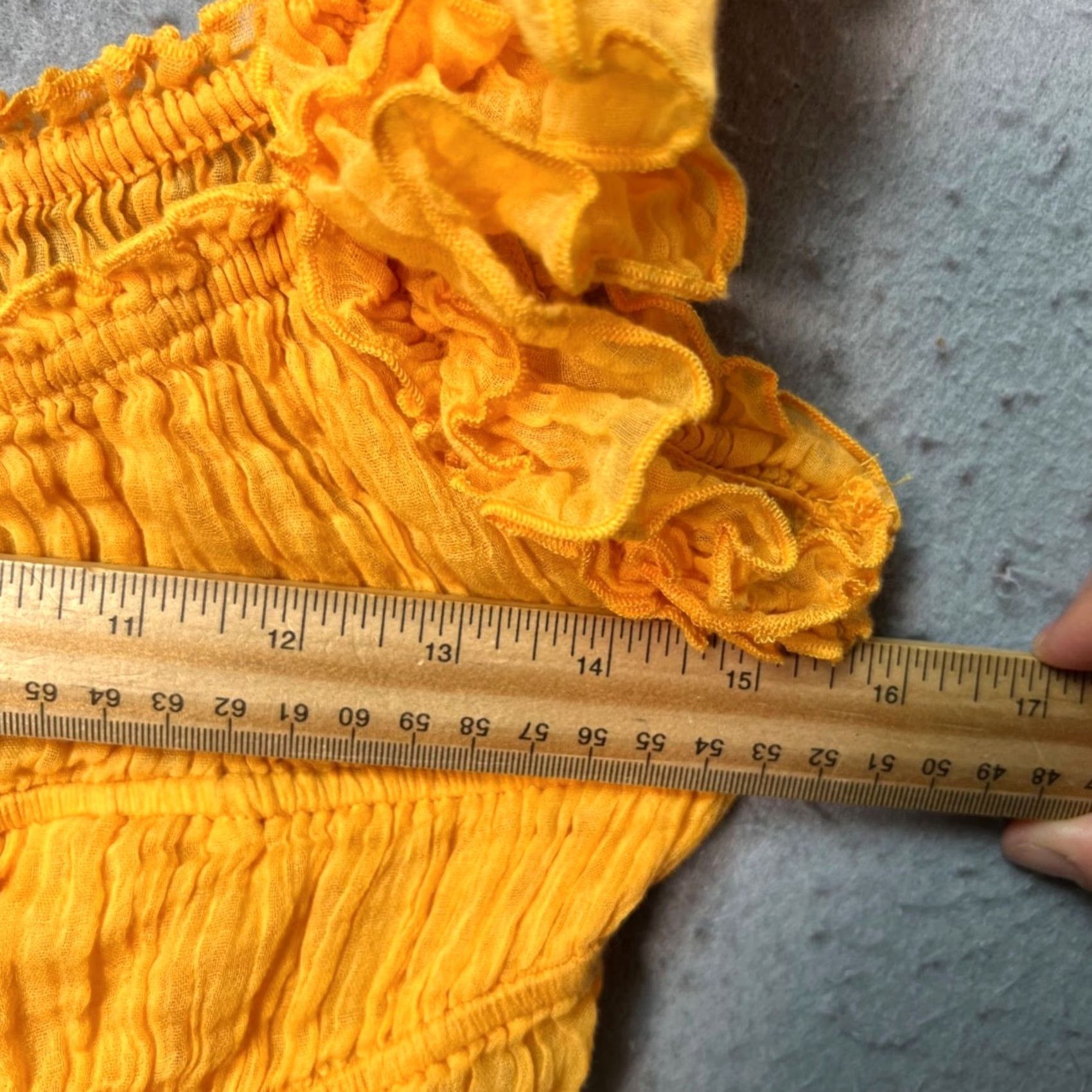 Free People Free People Blouse Shirt Womens L Yellow Ruffle Smocked Sleeveless Button Front Bohemian Summer Spring Size L / US 10 / IT 46 - 5 Thumbnail