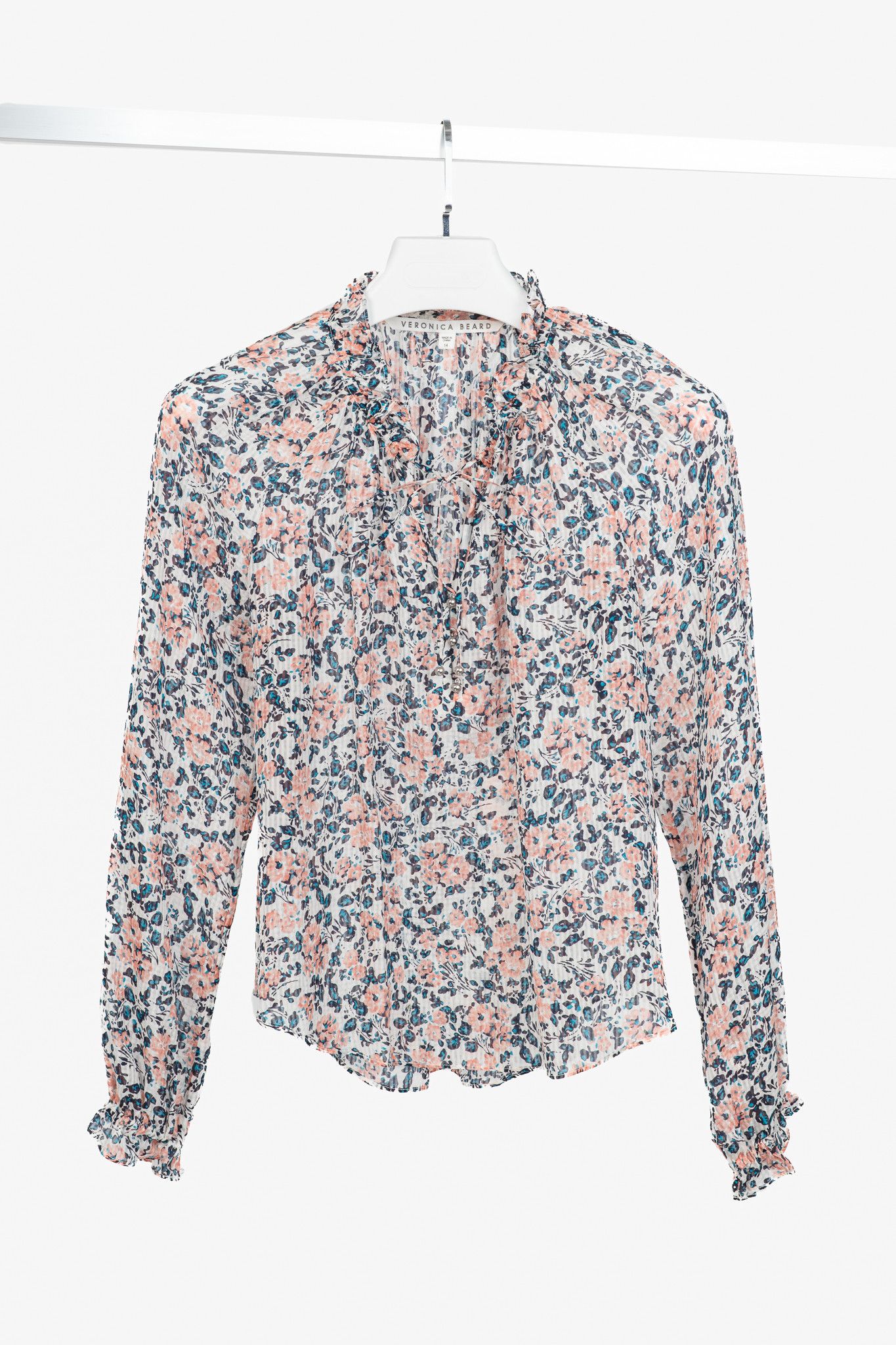 Veronica Beard Veronica Beard Antonette Floral-Print Silk Ruffled Blouse Size XL / US 12-14 / IT 48-50 - 1 Thumbnail