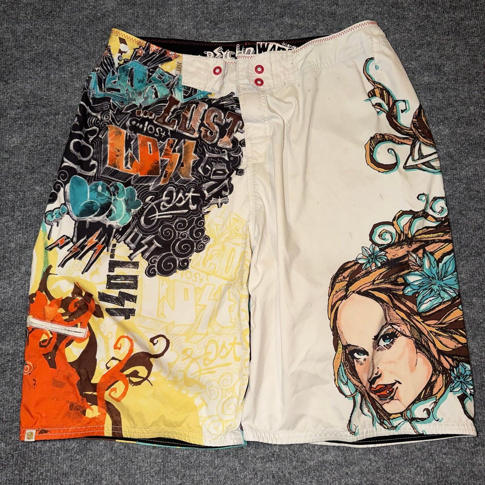 Warren Lotas LOST Enterprises Psycho Ward Girl Surf Board Shorts Mens Lg Size US 34 / EU 50 - 1 Thumbnail