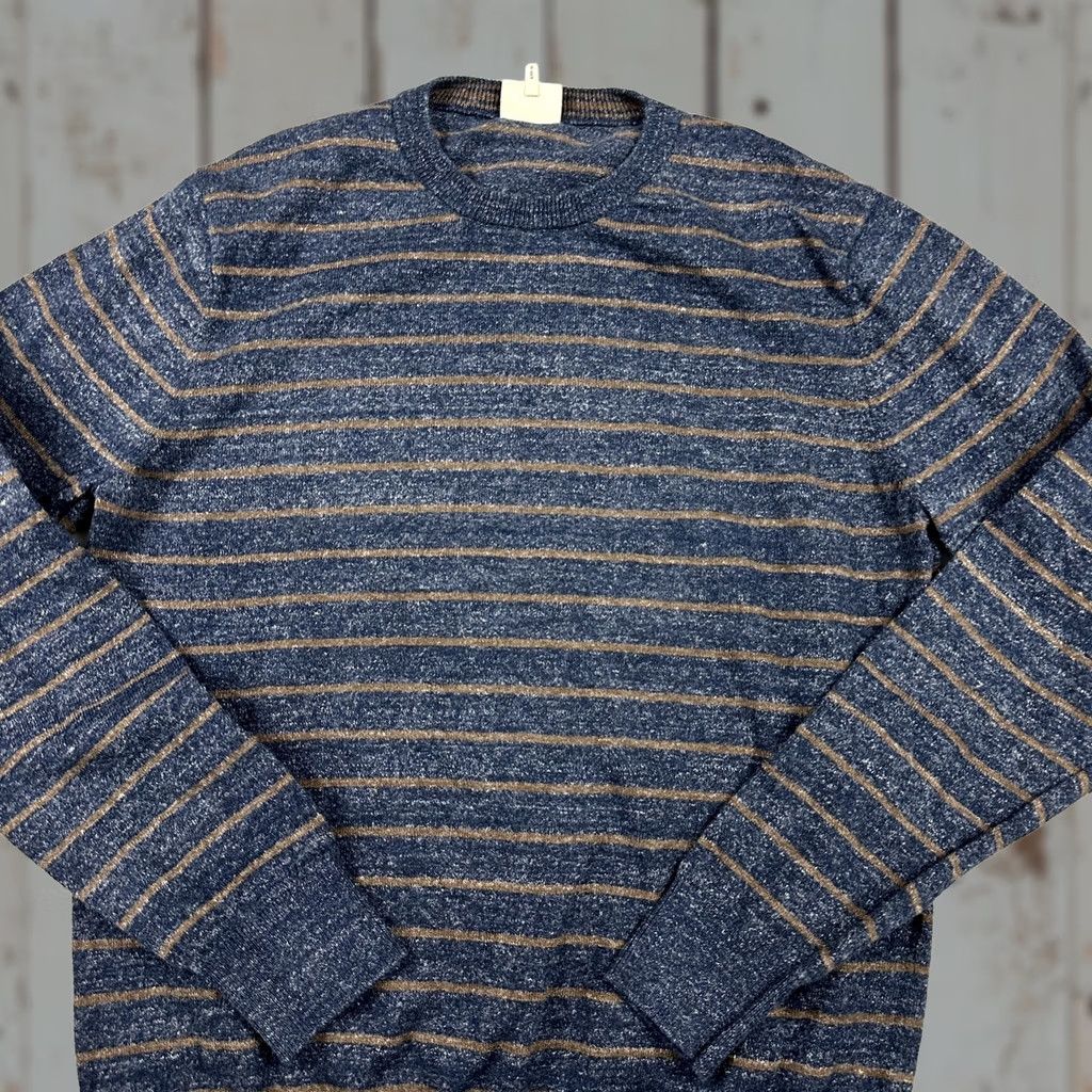 Faherty Faherty Sweater Mens Medium Blue Brown Stripe Cotton Crewneck Pullover Knit M Size US M / EU 48-50 / 2 - 1 Thumbnail