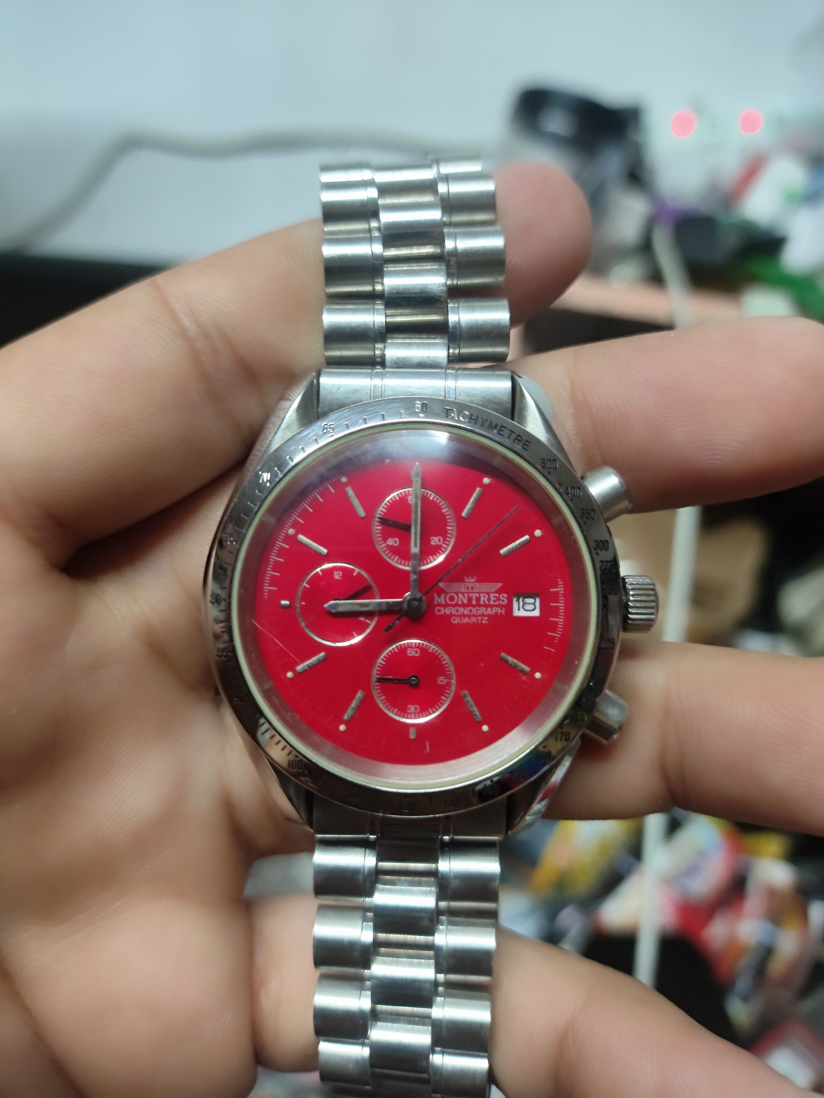 Vintage Montres 68189 Monster Red Chronograph watch (Need Service) Size ONE SIZE - 5 Thumbnail