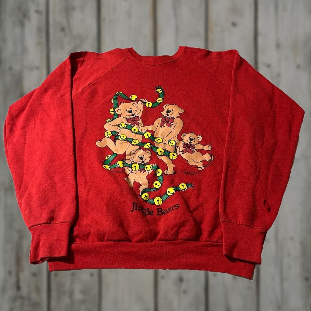 Vintage VINTAGE 90s Screen Stars Jingle Bears Christmas Sweatshirt XL Women Red Pullover Size XL / US 12-14 / IT 48-50 - 1 Thumbnail