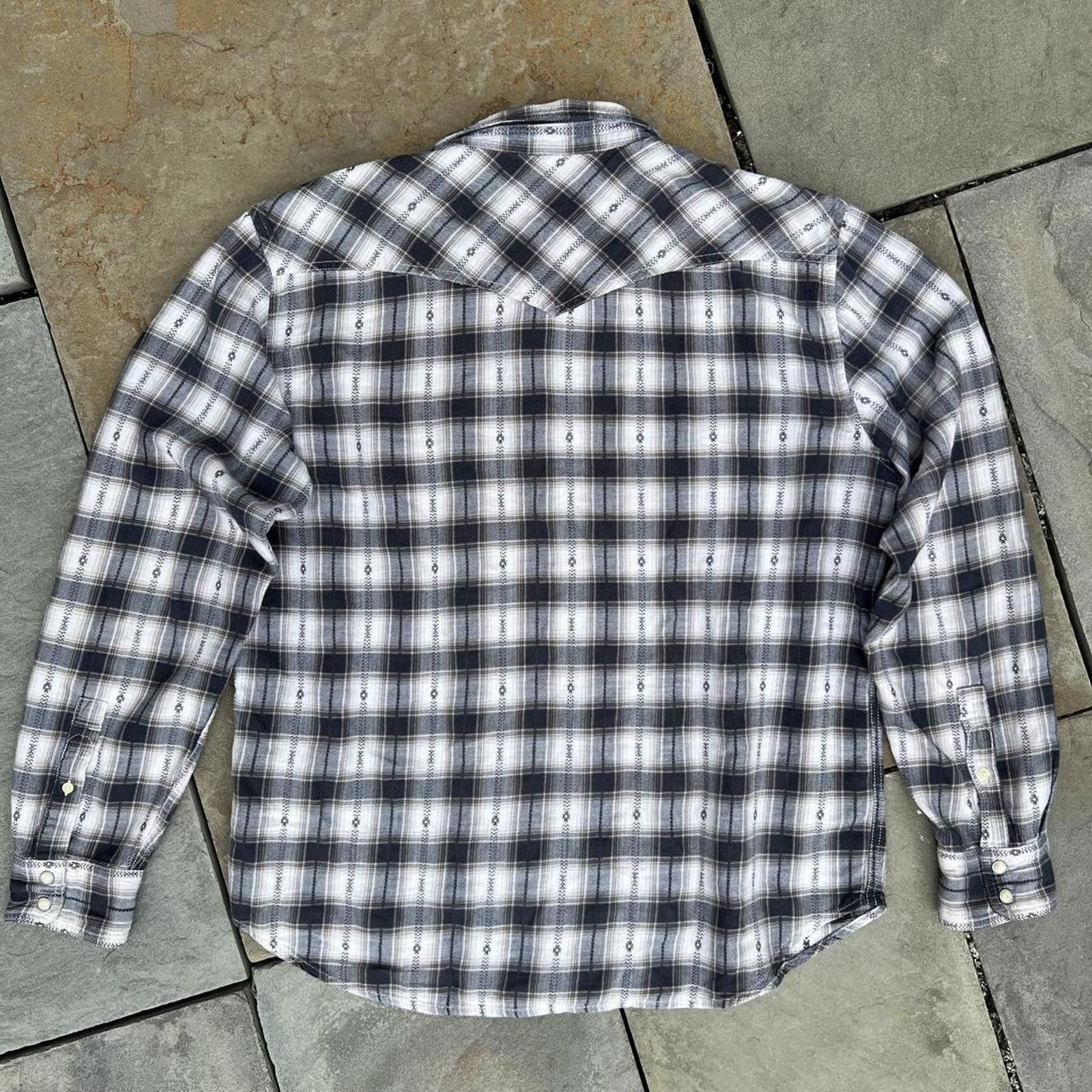 Lucky Brand Y2K Southwestern Knit Plaid Pattern Snap Button Down Shirt Size US L / EU 52-54 / 3 - 5 Thumbnail
