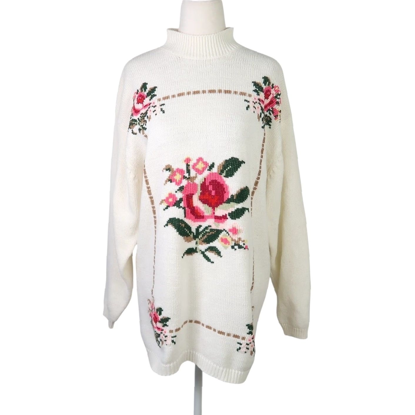 Vintage VINTAGE ChinaWear by Morsly Sweater Mockneck Floral Knit Tunic M Womens Size M / US 6-8 / IT 42-44 - 2 Thumbnail