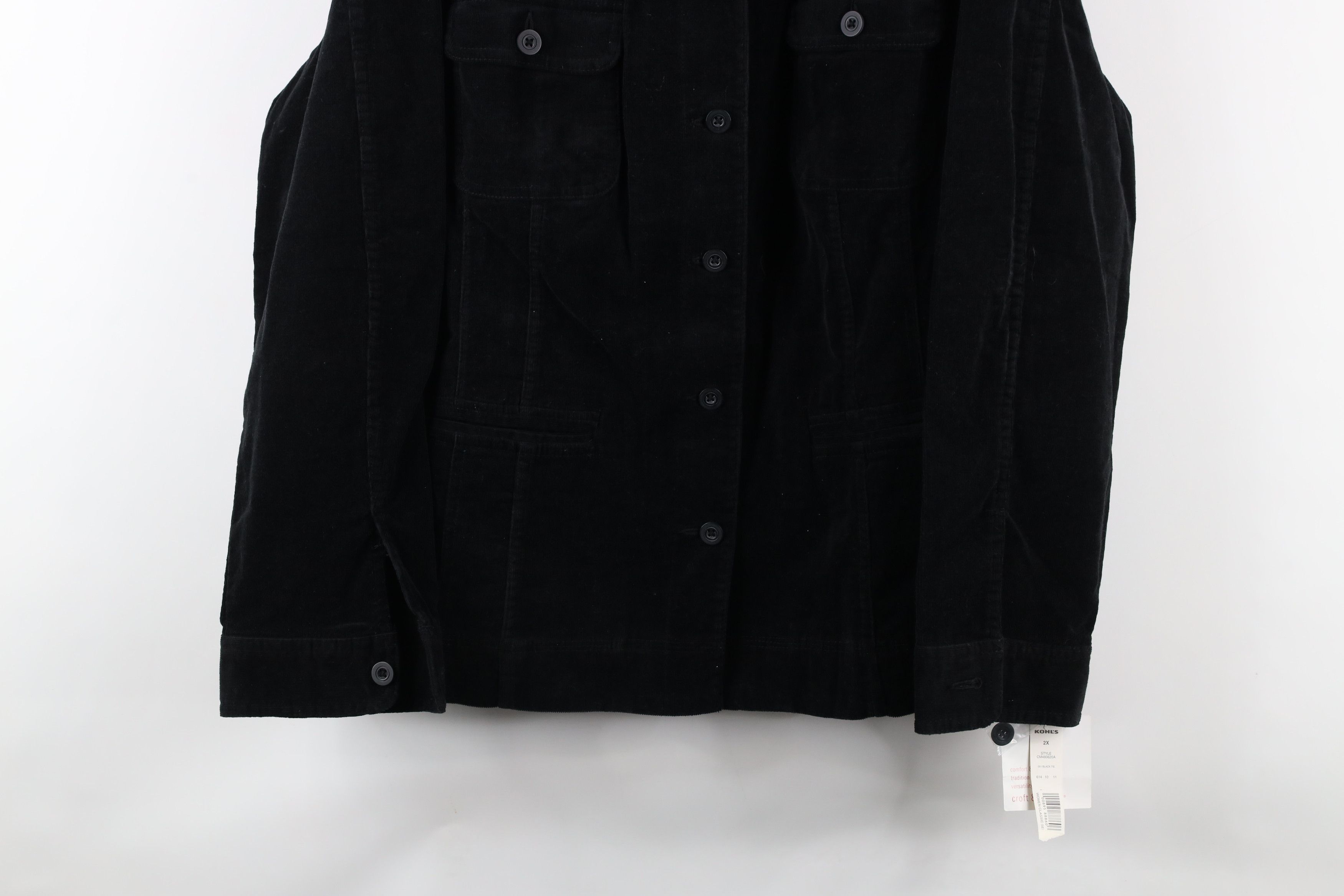 Vintage Vintage Y2K Streetwear Corduroy Full Button Jacket Black Size XXL / US 16-18 / IT 52-54 - 3 Thumbnail