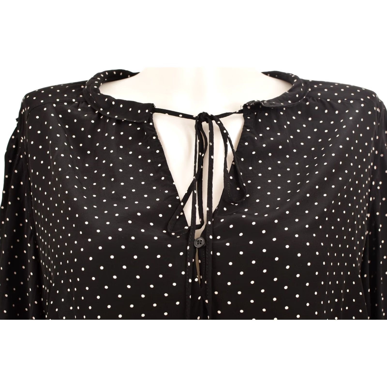 Maje Maje Blouse Shirt Viscose Polka Dot Made in Tunisia Size 1 Black Womens Size XS / US 0-2 / IT 36-38 - 2 Thumbnail