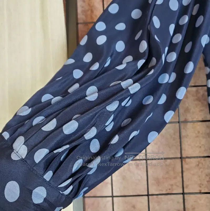 Dior Dior Navy Polka Dot Silk Dress Size M . Size M / US 6-8 / IT 42-44 - 9 Thumbnail
