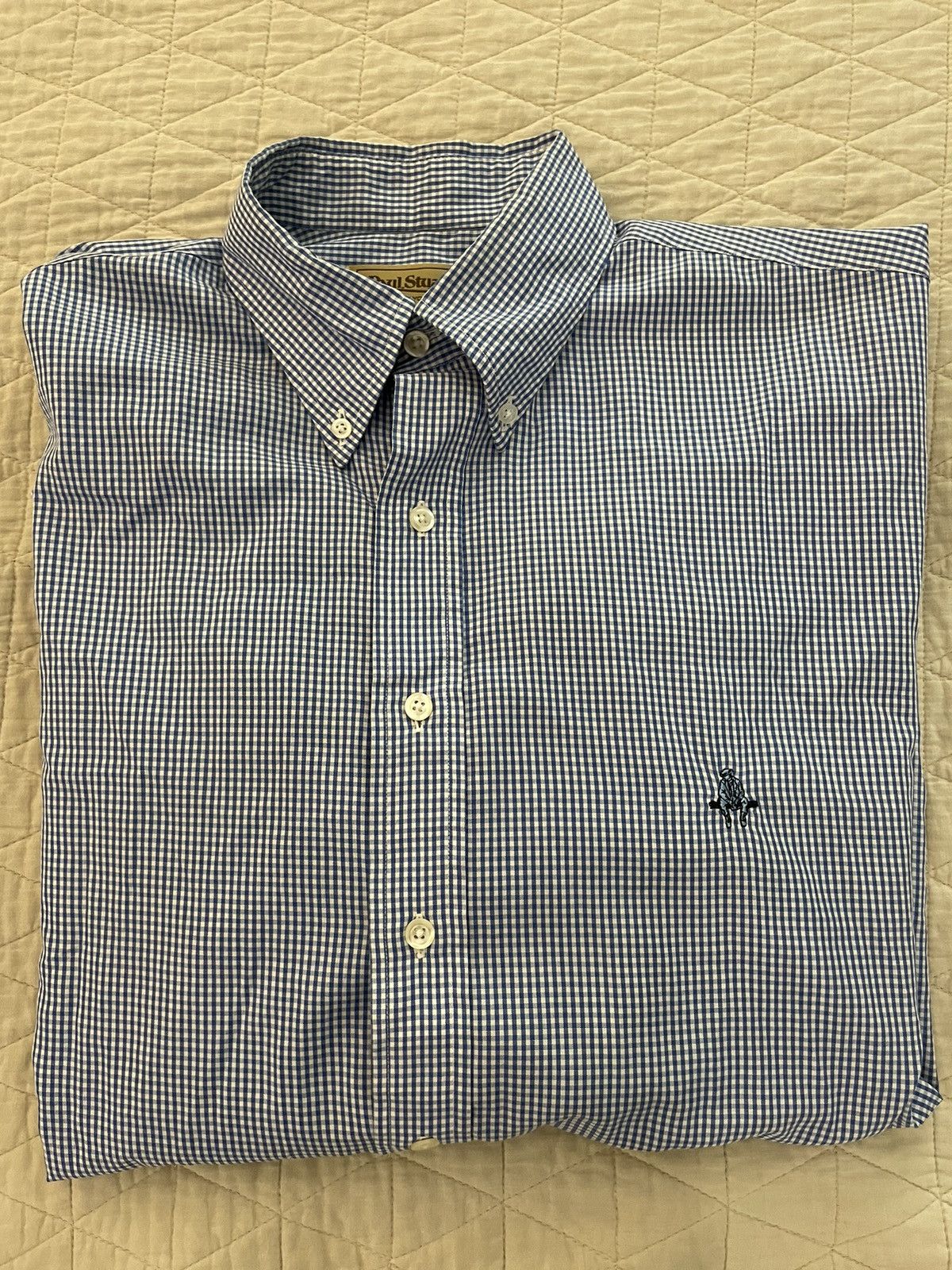 Gingham Check Button Down Logo Sport Shirt