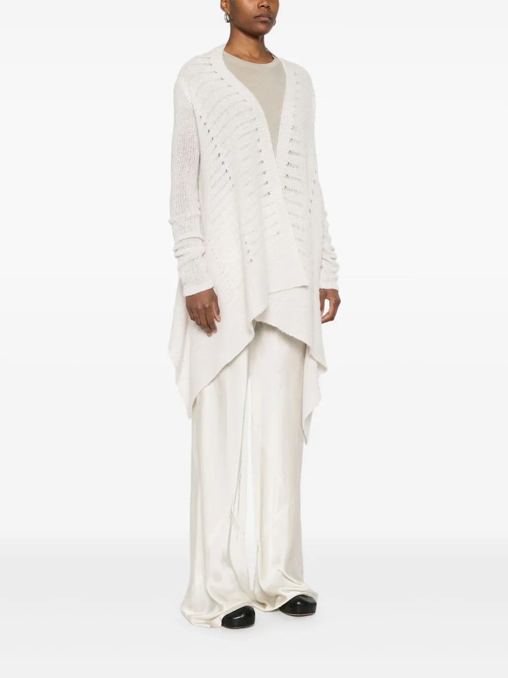 Rick Owens o1y0126 Cardigan in White Size L / US 10 / IT 46 - 2 Thumbnail