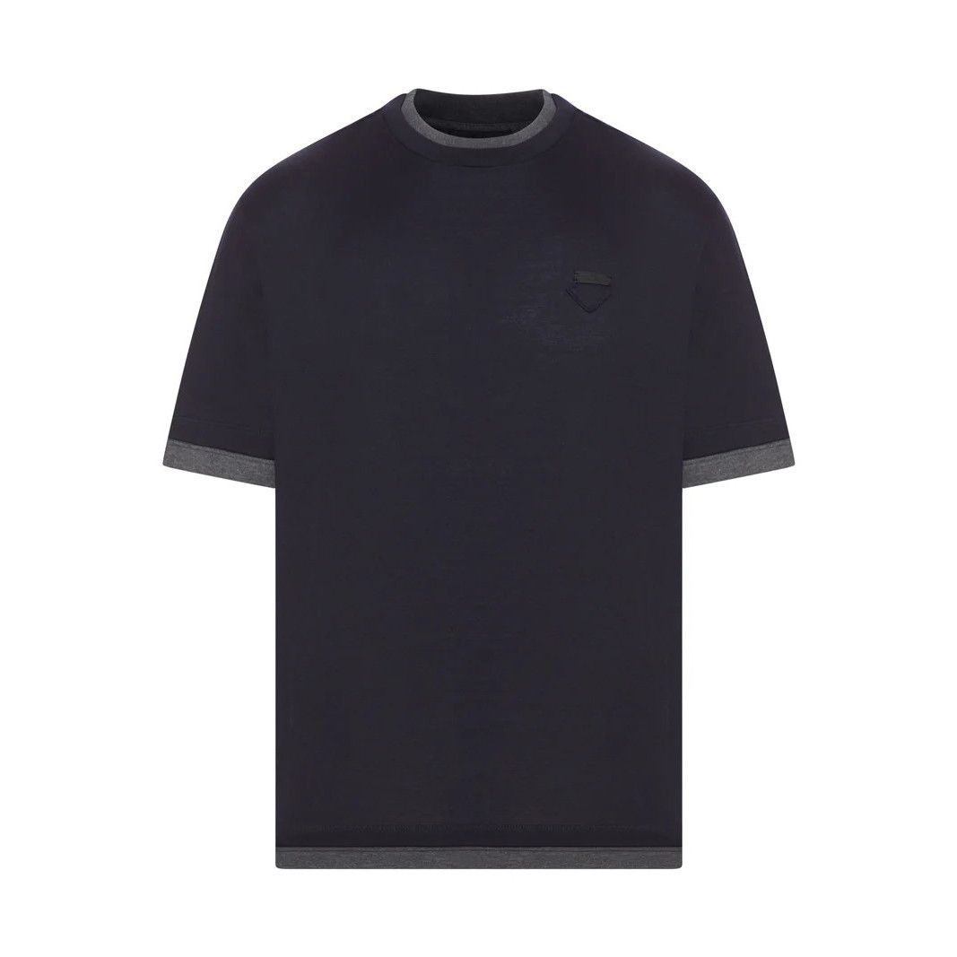 PRADA Blue/Anthracite Cotton T-shirt New & Authentic (Men's