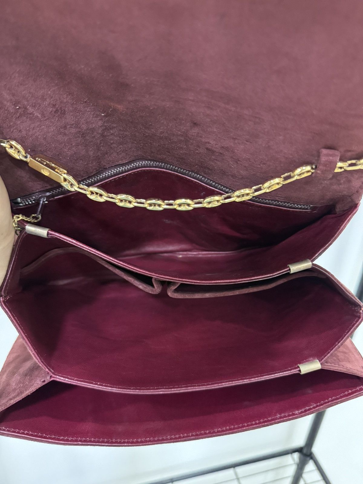 Celine RARE Vintage 70s Celine Suede Gold Chain Shoulder Bag Size ONE SIZE - 9 Thumbnail