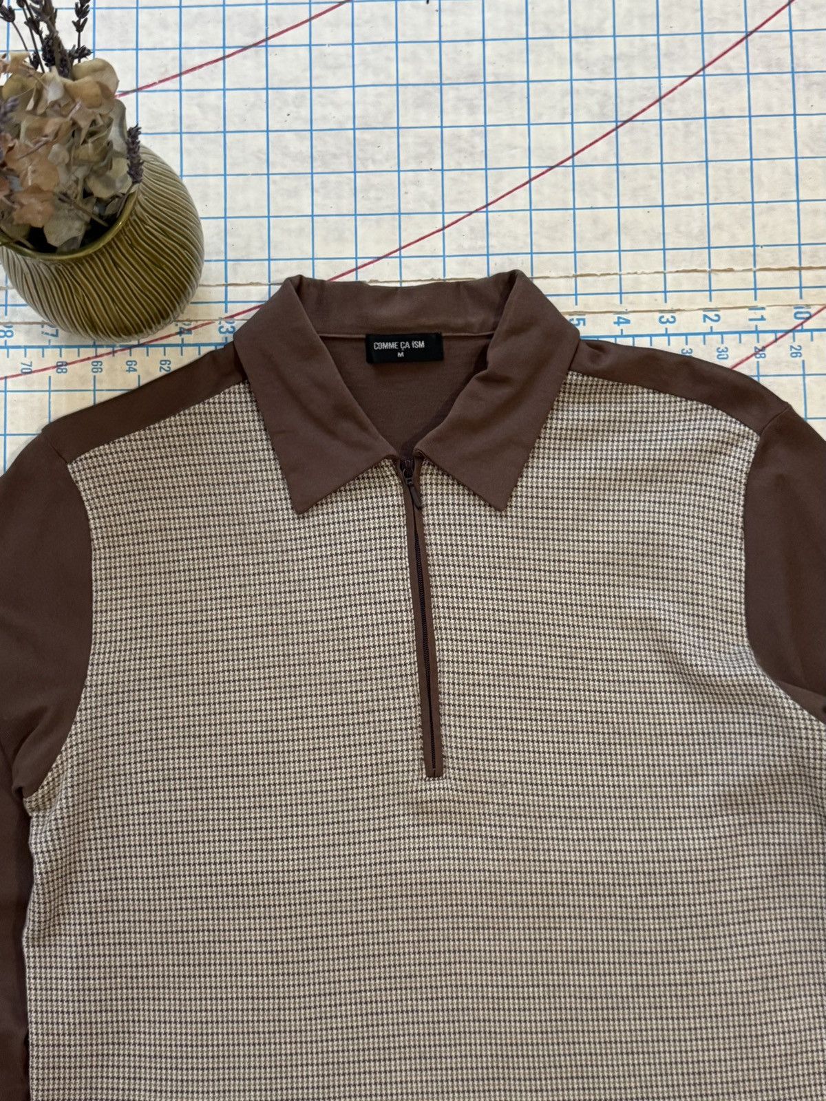 Comme Ca Ism × Japanese Brand Comme Ca Ism Houndstooth Long Sleeve Polo Shirt Mens Medium Size US M / EU 48-50 / 2 - 4 Thumbnail