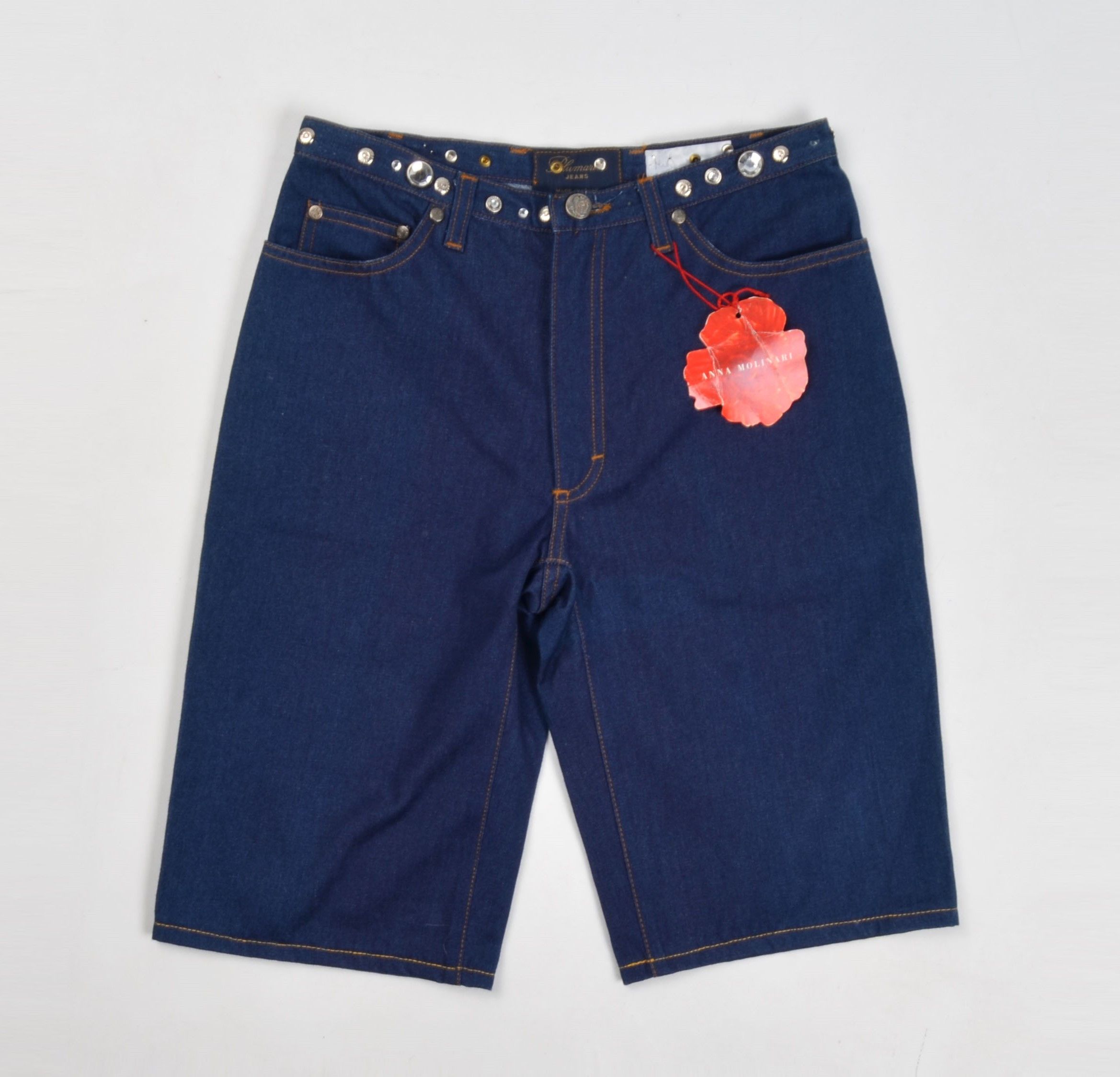 Anna Molinari Blumarine Stones Decorated Denim Shorts