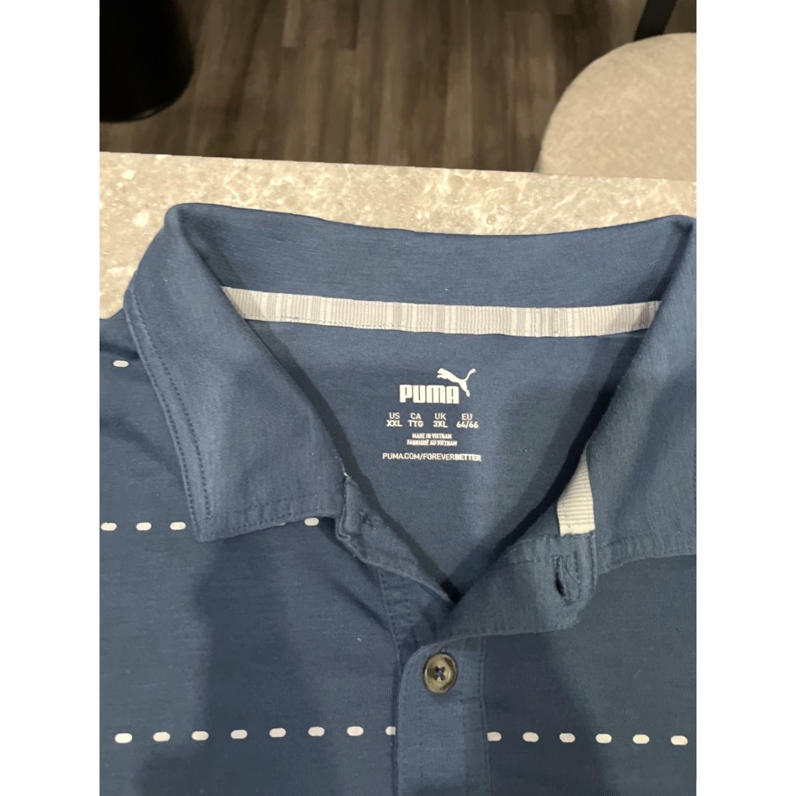 Puma Puma Mens 2XL Polo Shirt Short Sleeve Golf Blue White Torrey Pines Size US XXL / EU 58 / 5 - 4 Thumbnail