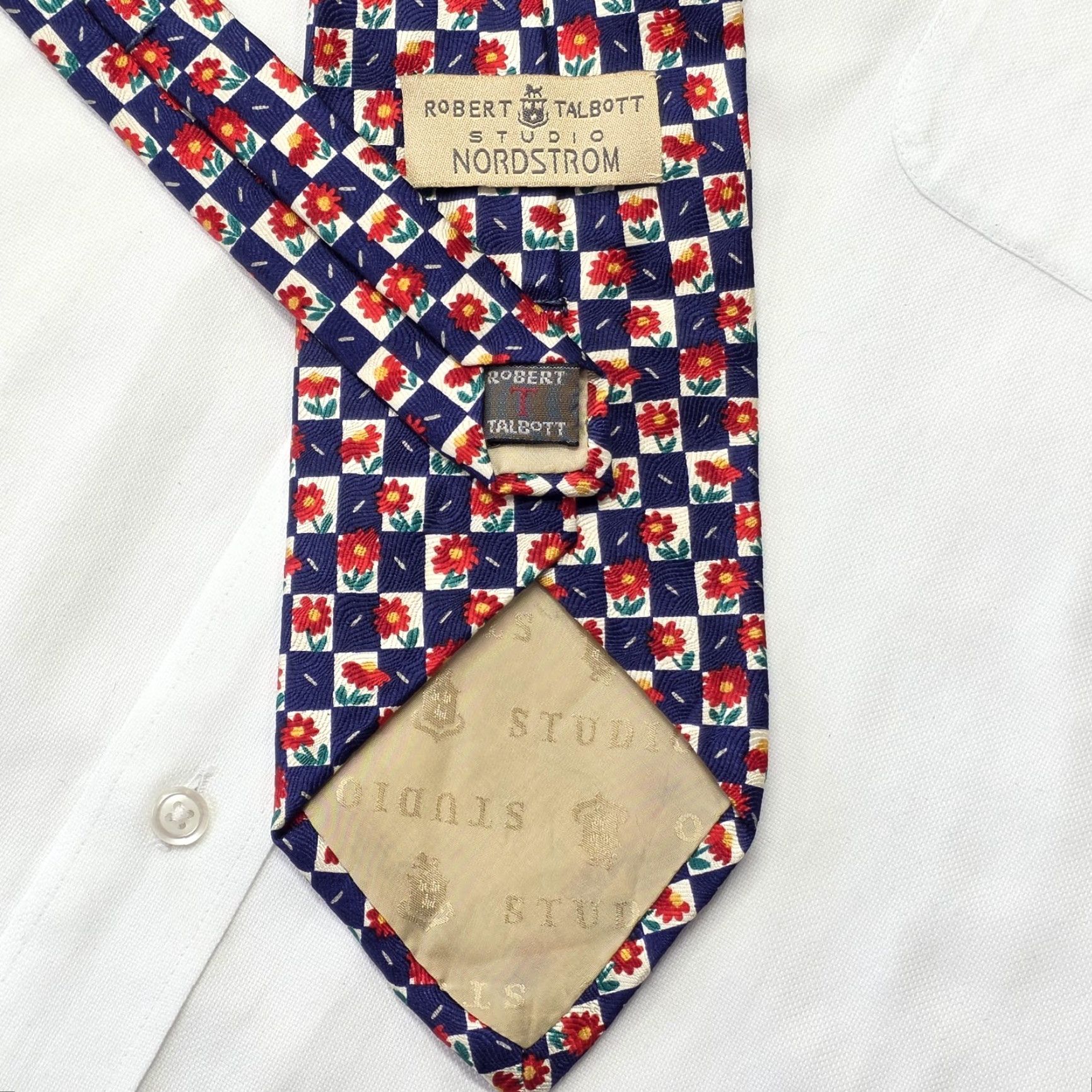 Robert Talbott Robert Talbott Studio Tie Adult 58.25" X 4" Blue Silk Floral Spring Designer Preppy USA Mens Size ONE SIZE - 4 Thumbnail