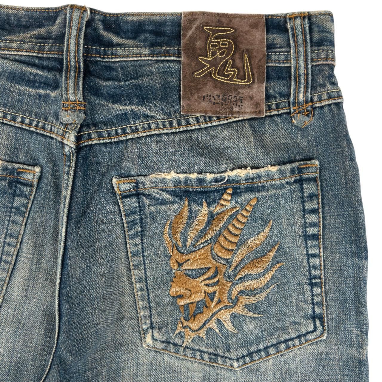 Other Vintage Oniarai Embroidered Devil Japanese Denim Jeans W31 Size US 31 - 6 Thumbnail