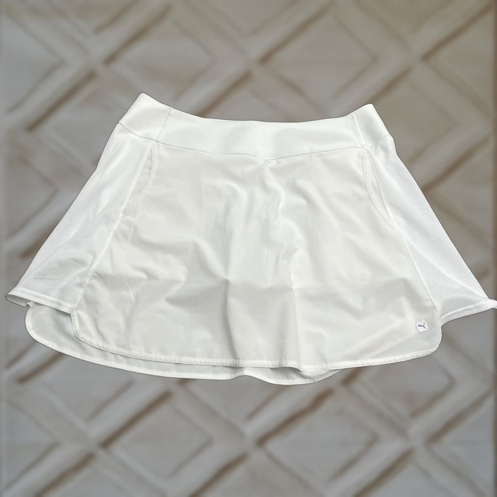 Puma Puma Skort Womens 2XL White Skirt Short Active Stretch Pockets Logo Pull On Sport Skirt Size 40" / US 18 - 1 Thumbnail