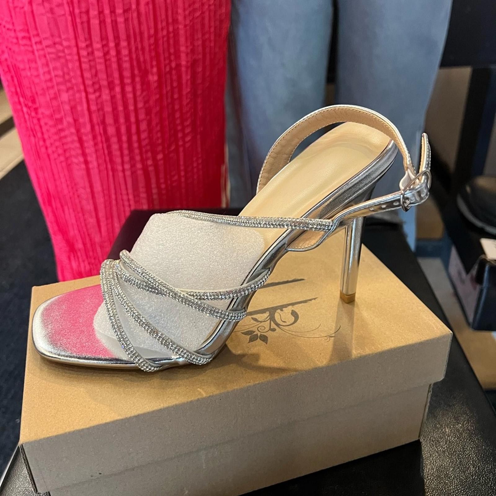Other Elegant Silver Women's Heels Size US 9 / IT 39 - 2 Thumbnail