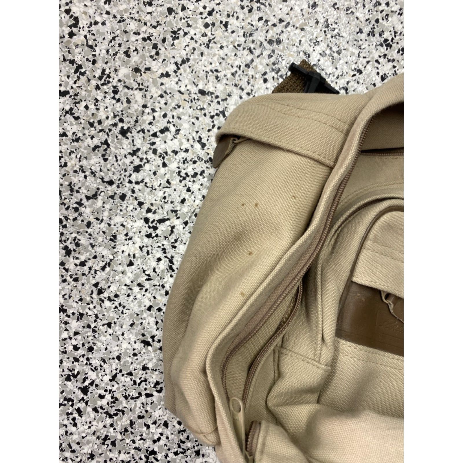 Eddie Bauer VINTAGE Eddie Bauer Ford Motor Duffle Bag Canvas Embossed Leather Travel Medium Tan with Brown Trim Mens Bag Duffle 90s Size ONE SIZE - 2 Thumbnail