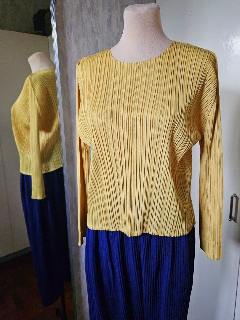 Pleats Please Issey Miyake Issey Miyake Pleats Please Spring 2020 Yellow Top Size M / US 6-8 / IT 42-44 - 1 Thumbnail