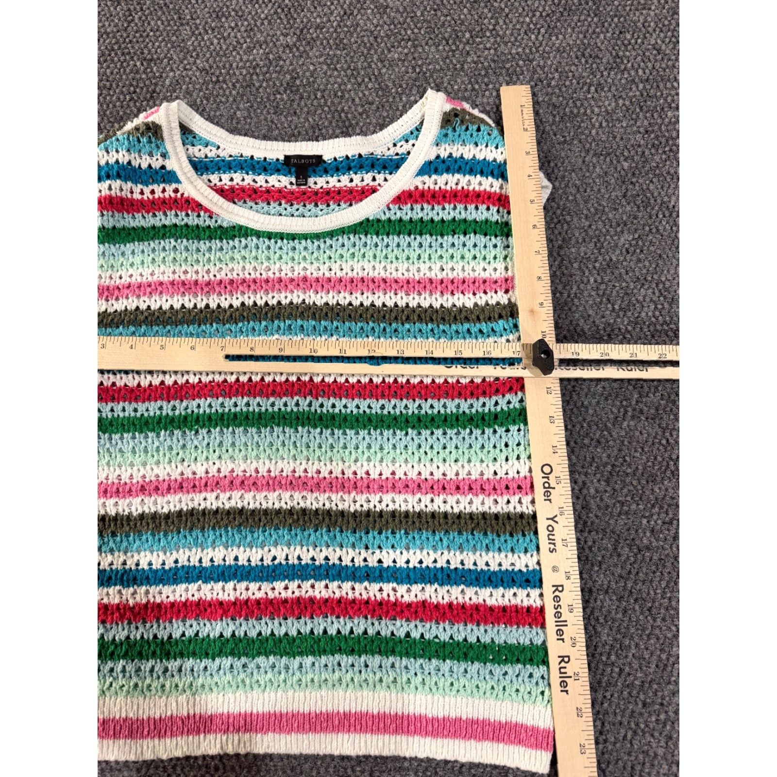 Talbots Talbots Vest Sweater Womens Small Multicolor Striped Crochet Knit Sleeveless Top Size S / US 4 / IT 40 - 4 Thumbnail