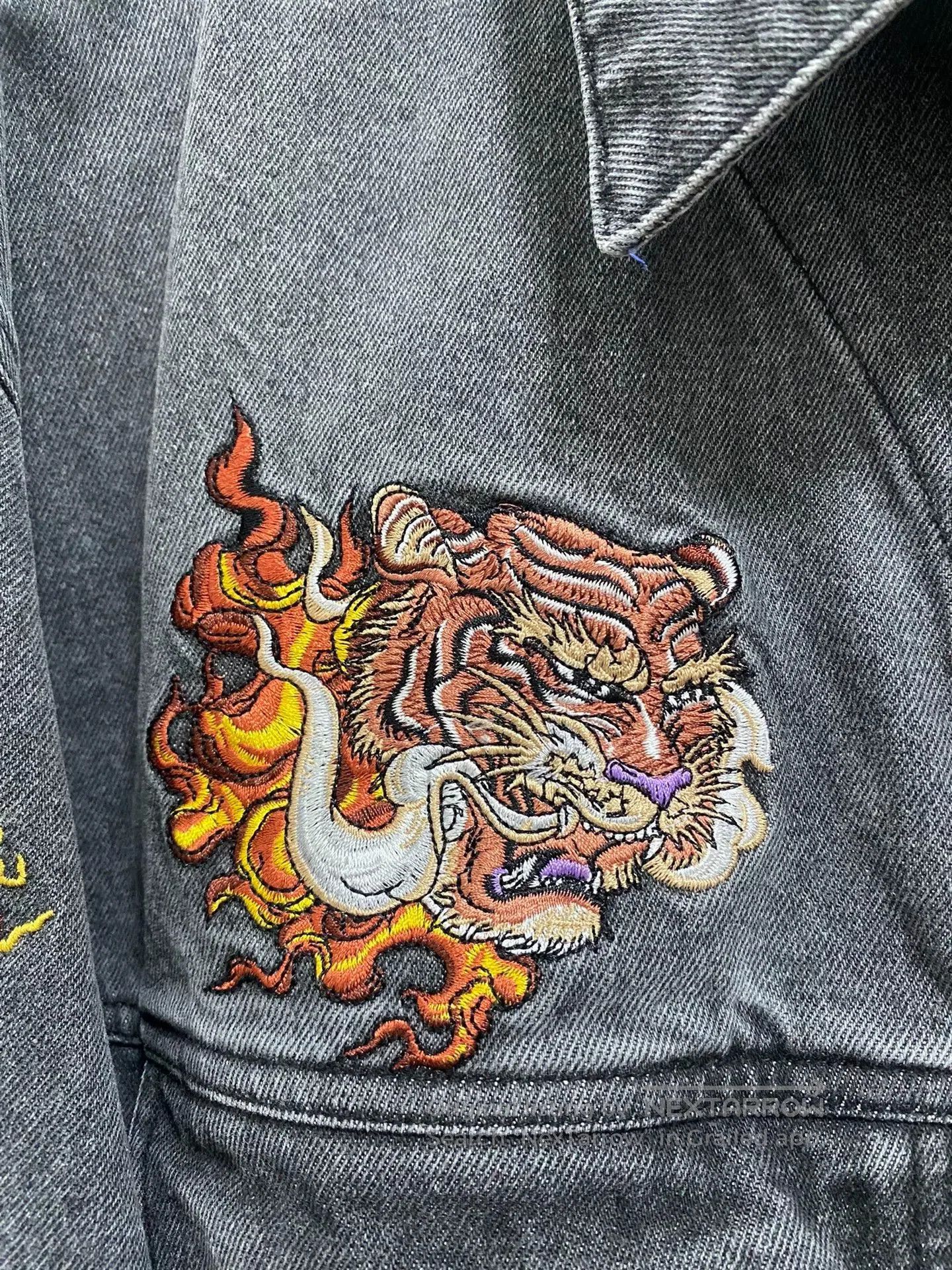 CHENPENG Chinese Style Washed Denim Embroidery Jacket. Size US M / EU 48-50 / 2 - 3 Thumbnail