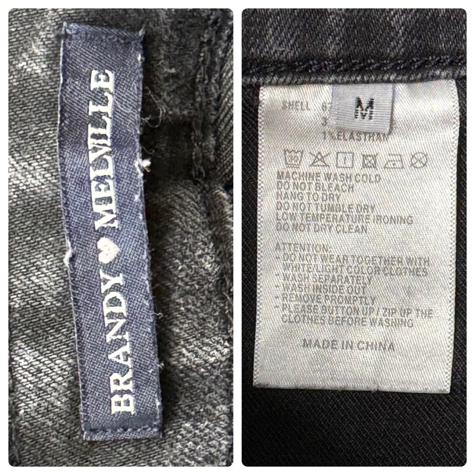 BRANDY MELVILLE Uma Slim Fit Overalls Washed Denim Black M
