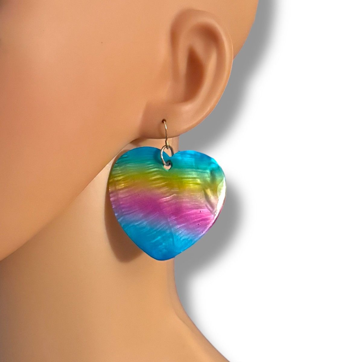 Other Mother of pearl rainbow heart dangle earrings Size ONE SIZE - 2 Thumbnail
