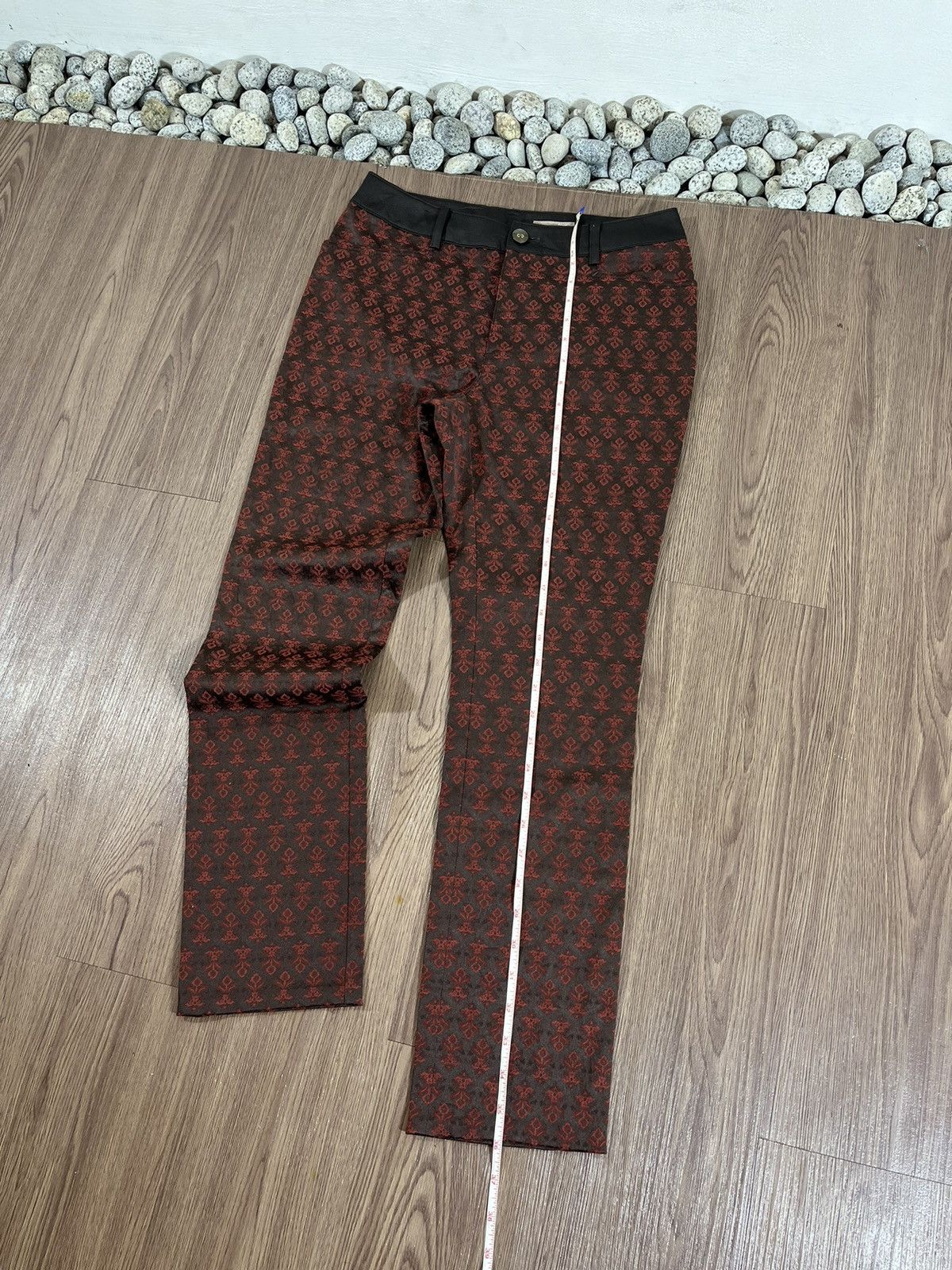 Japanese Brand Fleur de Colza – Red Jacquard Pattern Slim Pants Size US 29 - 16 Thumbnail