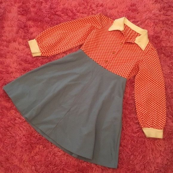 Vintage Vintage Handmade Red Checkered Collar Button Dress Size XS / US 0-2 / IT 36-38 - 1 Thumbnail