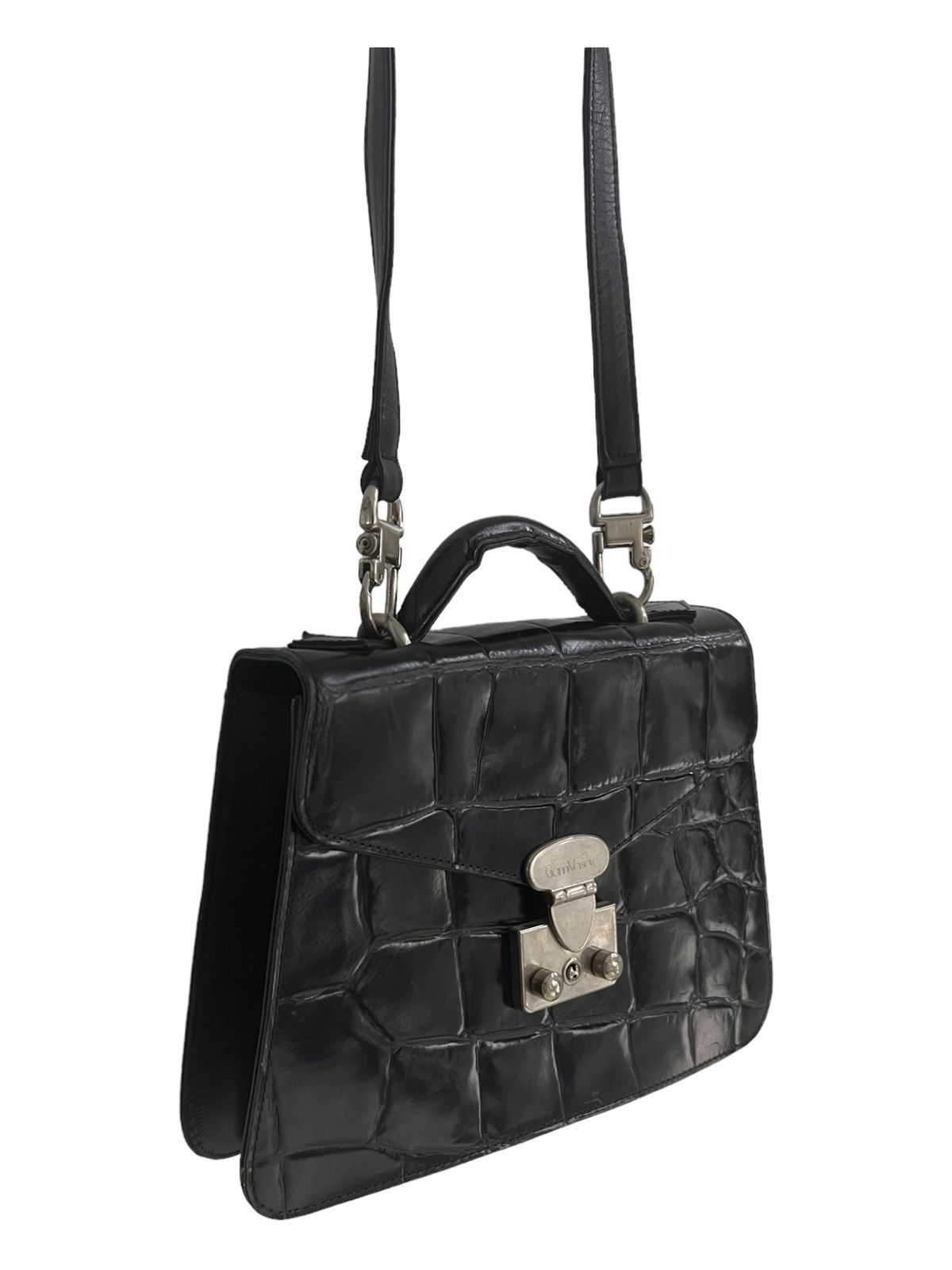 Genuine Leather × Versace 1980s Gianni Versace Croc Embossed Mayfair Top Handle Bag Size ONE SIZE - 2 Thumbnail