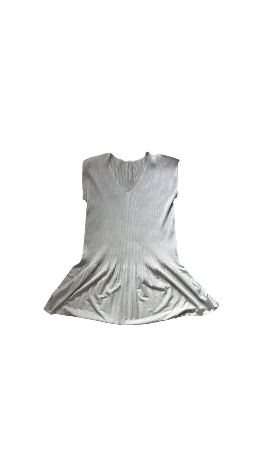 image of Archival Clothing x Issey Miyake Pleats Please V Neck Midi Dress in Silver Grey, Women's