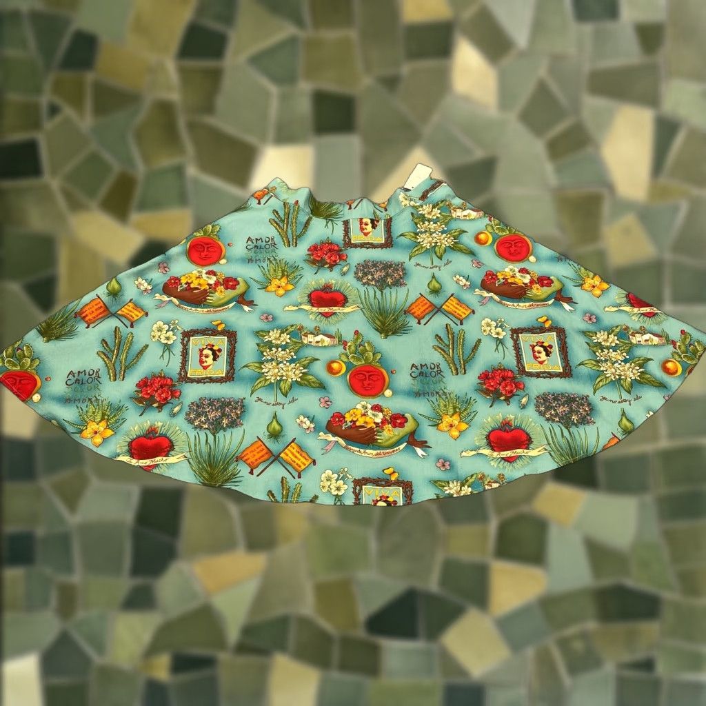VINTAGE Ole Women's A-Line Skirt Size XL Green Floral Retro Southwestern Casual Length