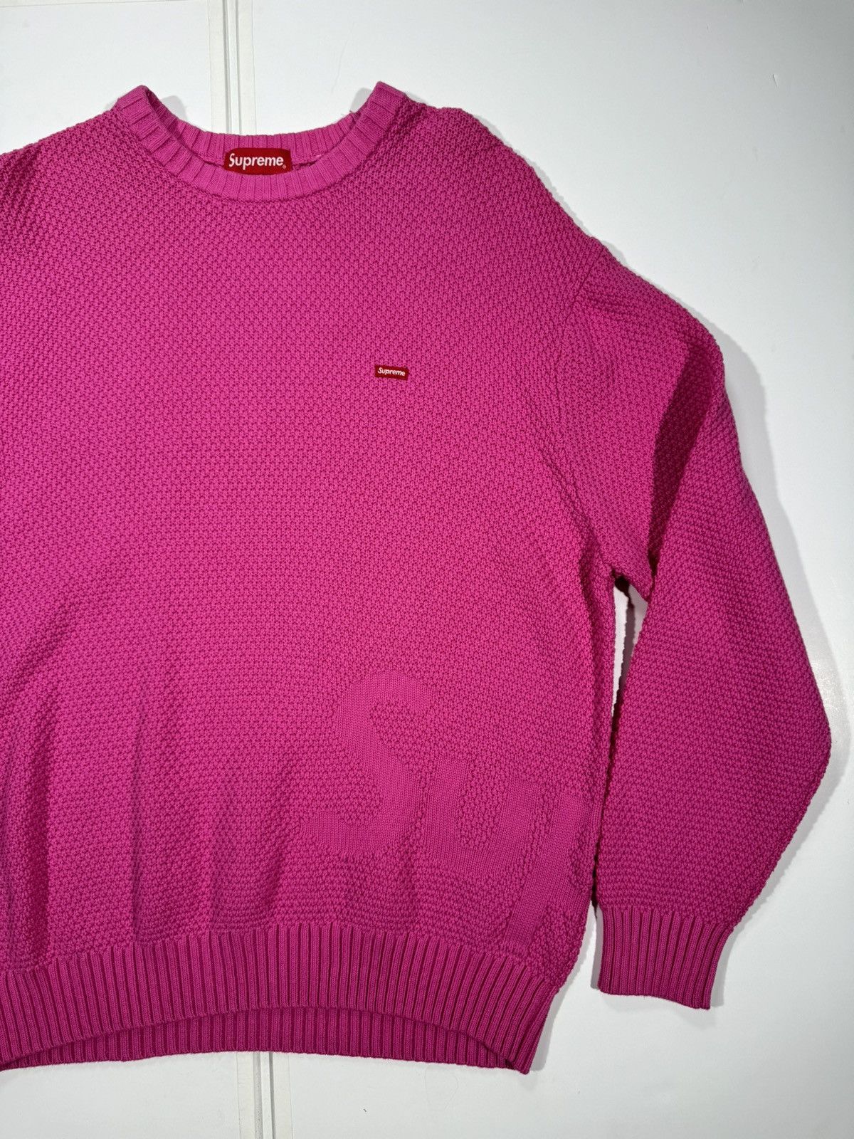 Supreme Supreme Textured Small Box Logo Sweater PINK Sz XL Size US XL / EU 56 / 4 - 3 Thumbnail