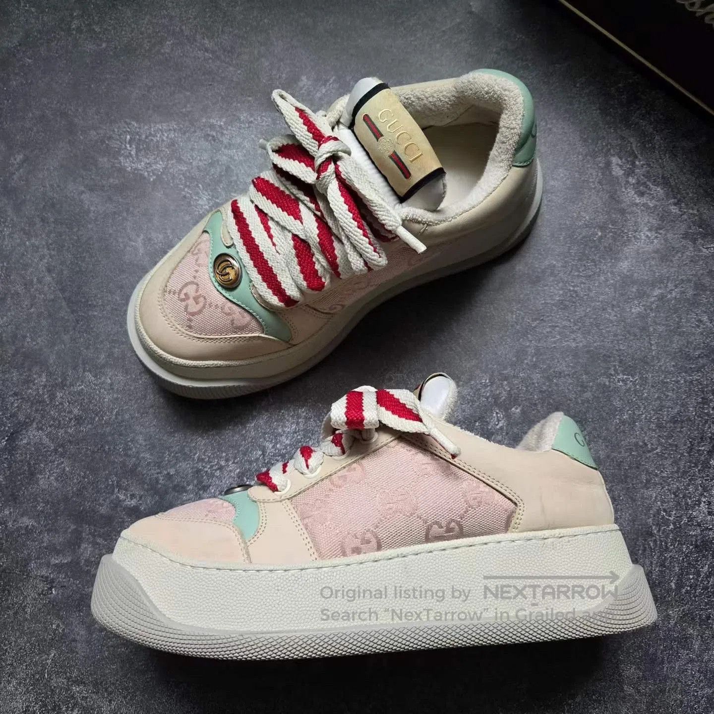 Gucci Gucci Pink Distressed Sneakers. Size US 4.5 / IT 34.5 - 3 Thumbnail